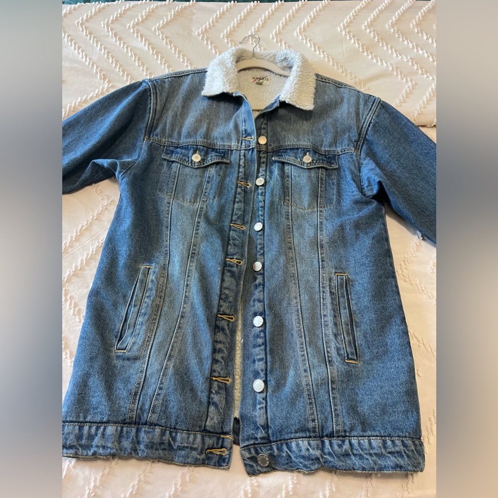 Denim fur coat
